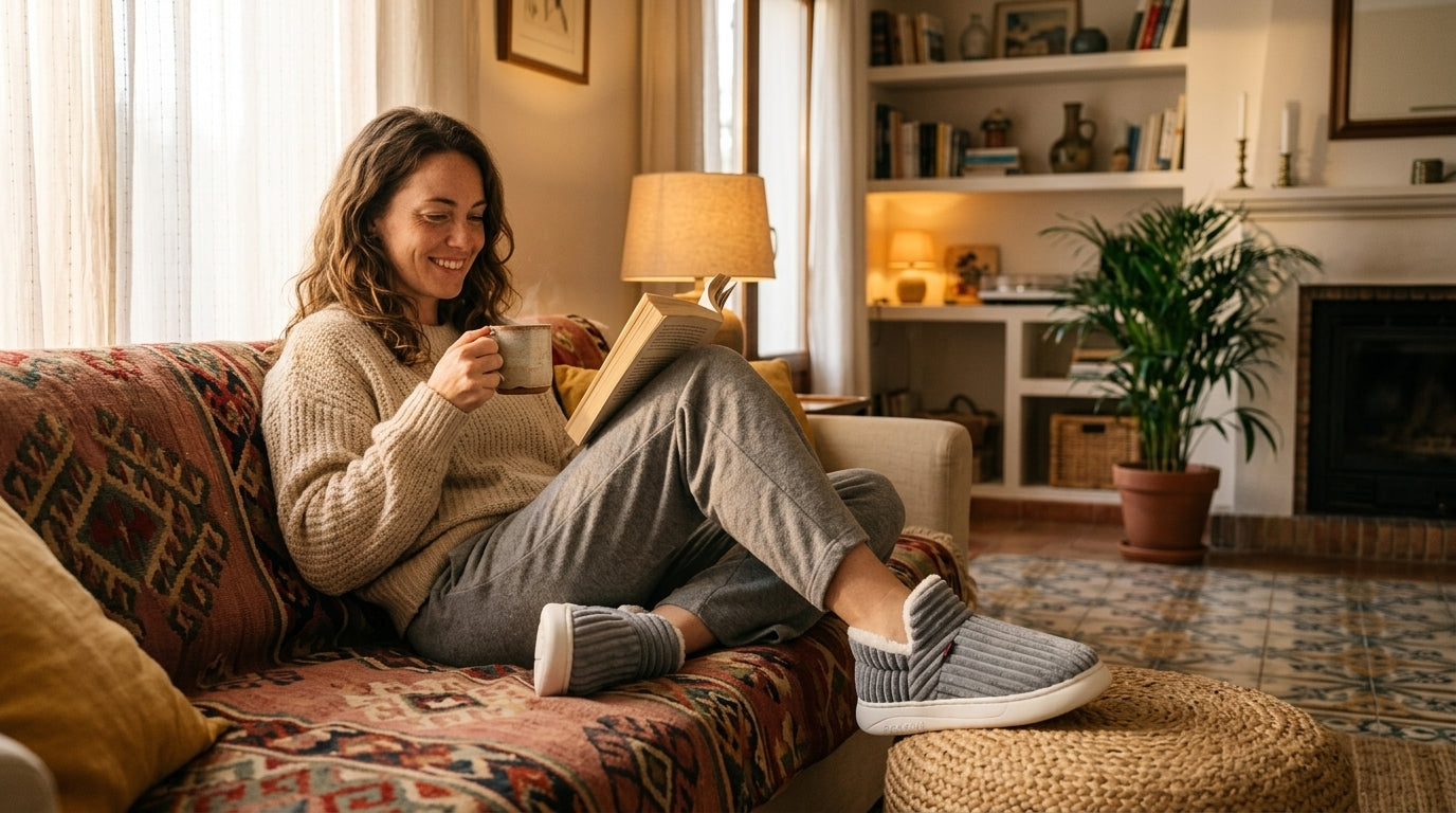 Las Pantuflas CozySlippers en casa (horizontal)
